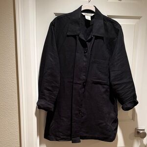 JohnPaulRichard Black Linen Shirt Jacket